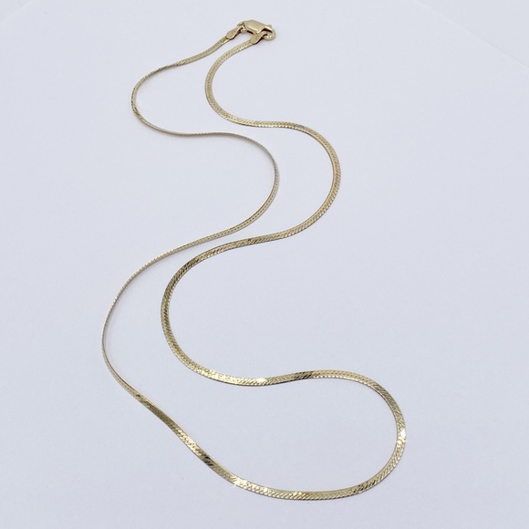Veronese Vermeil Gold Plated 925 Silver Flexible Herringbone Chain Necklace - Picture 2 of 7